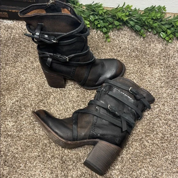 FREEBIRD BY STEVEN Baker Heeled Boots Sz 10 Black Brown - Picture 8 of 15